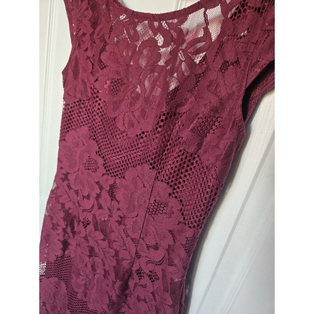 Red Lace Bodycon Pencil Sleeveless Midi Dress - Womens Size S - Picture 5 of 7